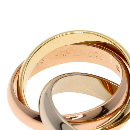 CARTIER Ring K18YG , K18WG , K18PG gold Trinity MM #48 Women Used Authentic
