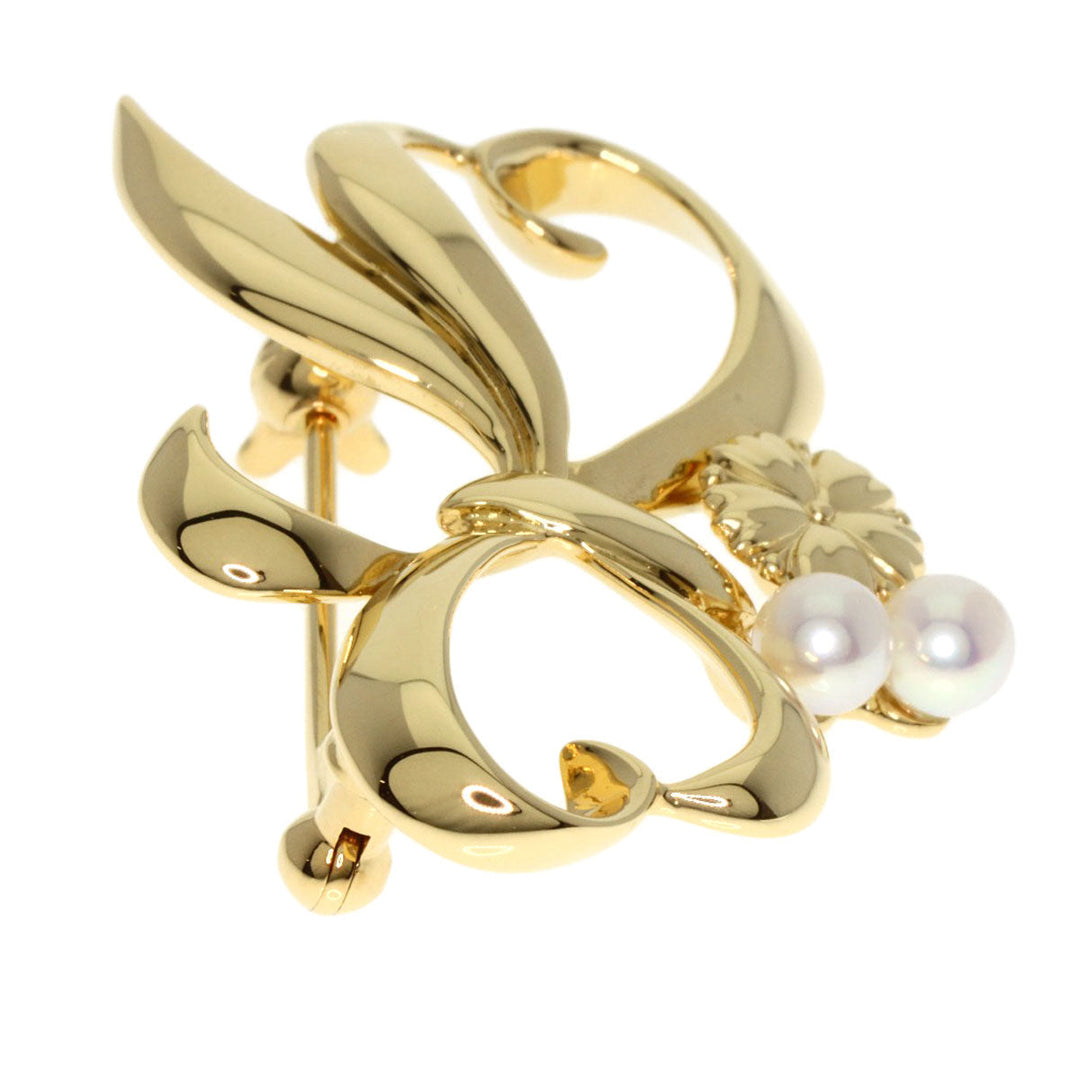 MIKIMOTO Brooch 18K Yellow Gold gold Baby Pearl Pearl Ribbon Flower Women Used Authentic
