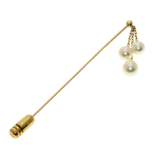 MIKIMOTO Brooch 18K Yellow Gold gold Akoya Pearl Pearl Pin Brooch Women Used Authentic