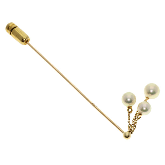 MIKIMOTO Brooch 18K Yellow Gold gold Akoya Pearl Pearl Pin Brooch Women Used Authentic