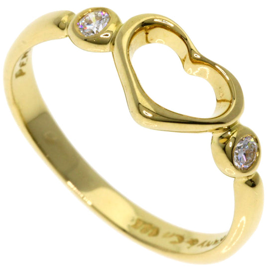 TIFFANY&Co. Ring 18K Yellow Gold gold Open Heart 2P Diamond Women Used Authentic
