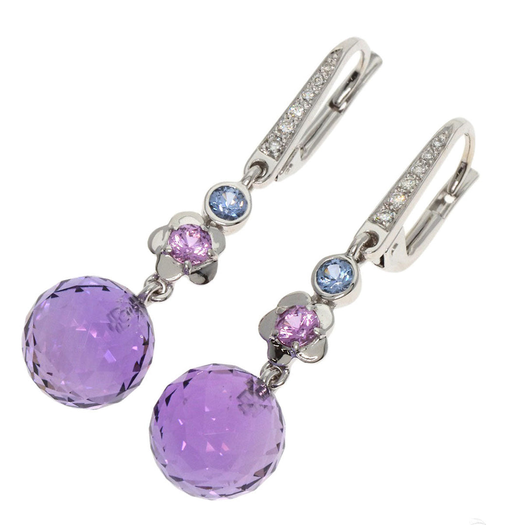 CHANEL Pierce K18WG Silver Mademoiselle Amethyst Sapphire Diamond