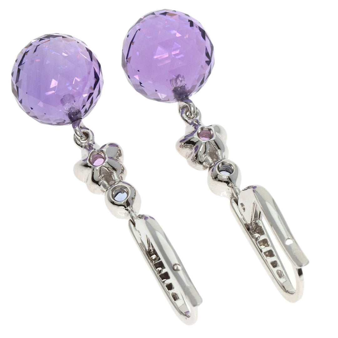 CHANEL Pierce K18WG Silver Mademoiselle Amethyst Sapphire Diamond