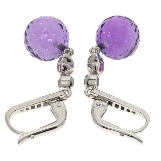 CHANEL Pierce K18WG Silver Mademoiselle Amethyst Sapphire Diamond