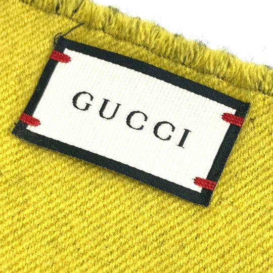 GUCCI Scarf wool Black x yellow fringe scarf mens Used Authentic