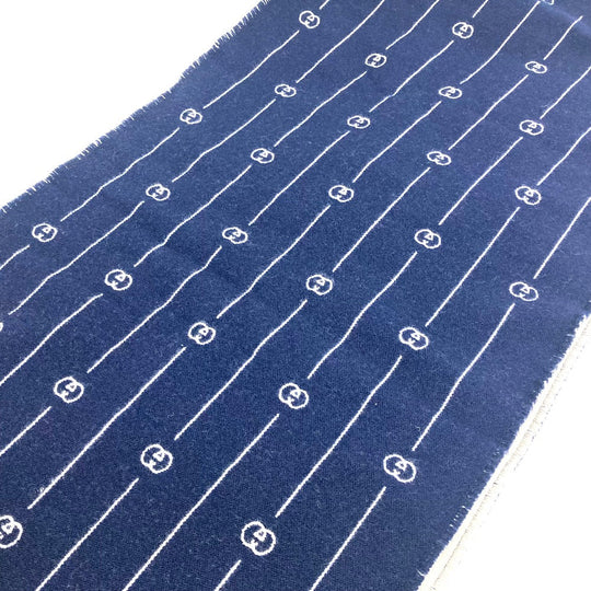 GUCCI Scarf 595718 wool Blue x gray Fashion Accessories scarf mens Used Authentic