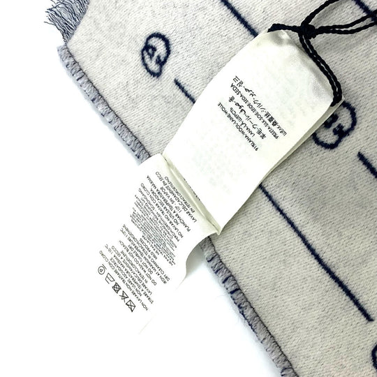 GUCCI Scarf 595718 wool Blue x gray Fashion Accessories scarf mens Used Authentic