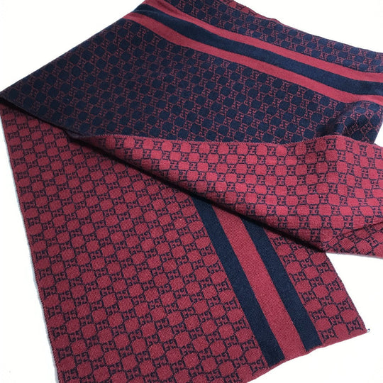 GUCCI Scarf wool Red GG Women Used Authentic
