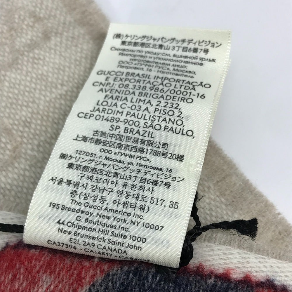 GUCCI Scarf 570603 wool beige GG Shelly line mens Used Authentic