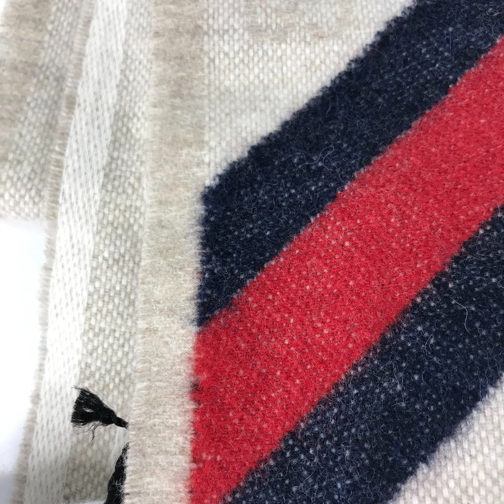 GUCCI Scarf 570603 wool beige GG Shelly line mens Used Authentic