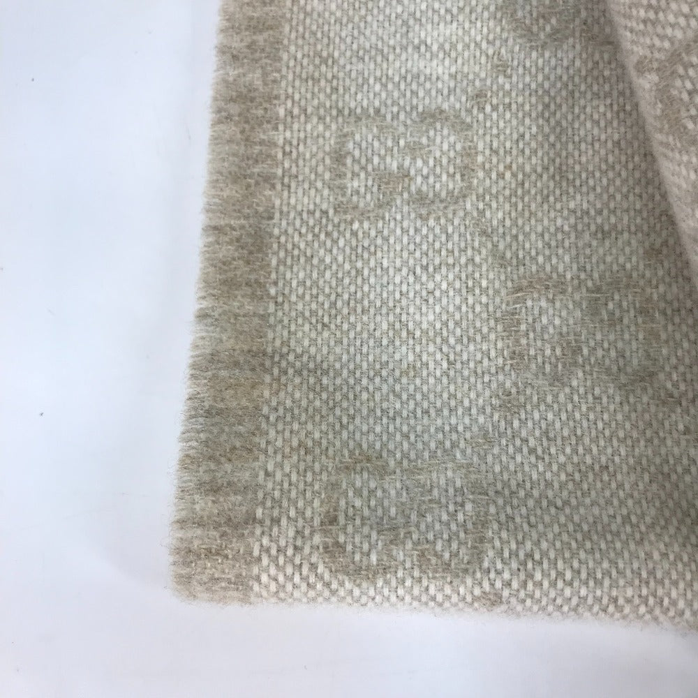 GUCCI Scarf 570603 wool beige GG Shelly line mens Used Authentic