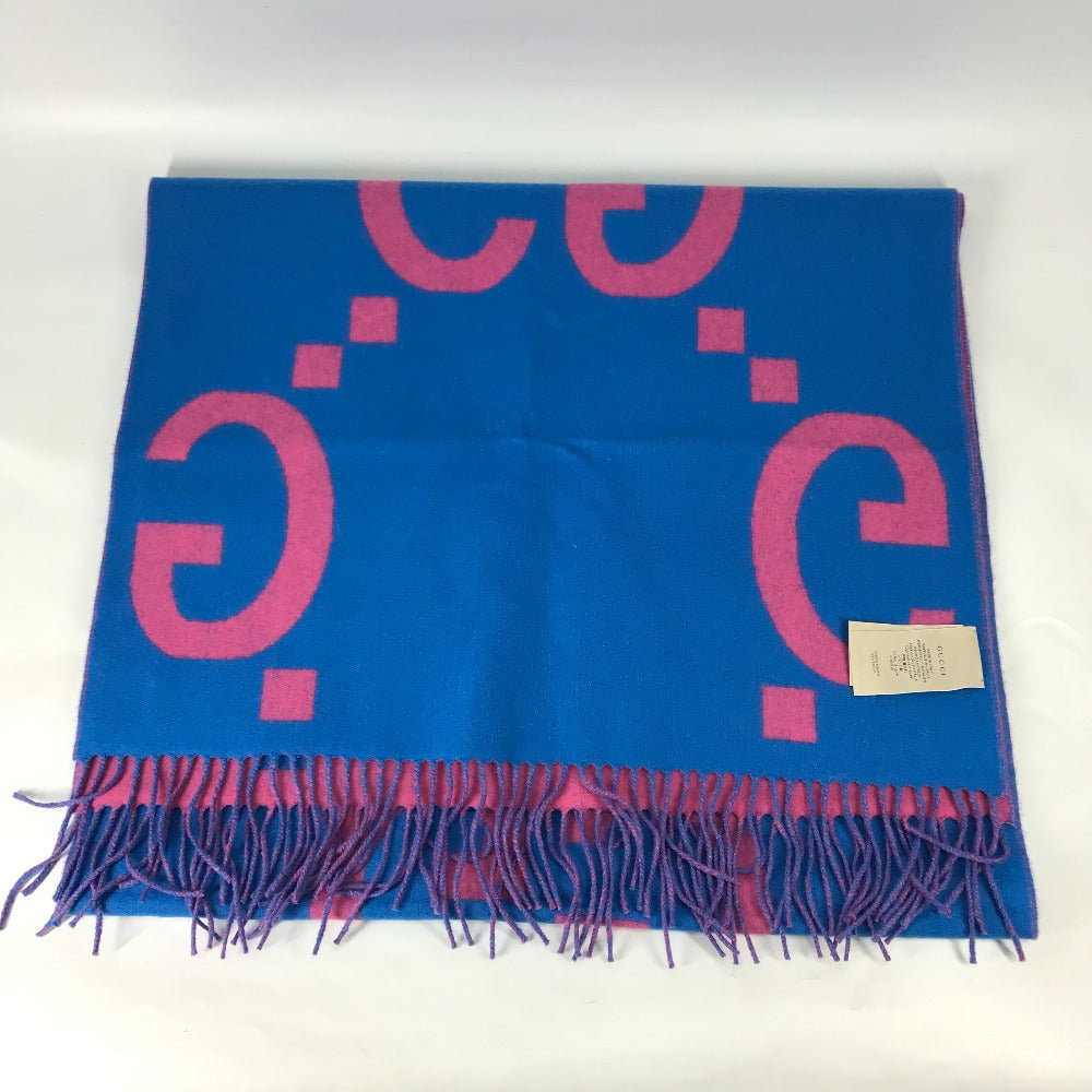 GUCCI Scarf 726526 wool pink GG Jacquard Women Used Authentic
