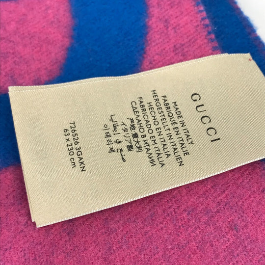GUCCI Scarf 726526 wool pink GG Jacquard Women Used Authentic