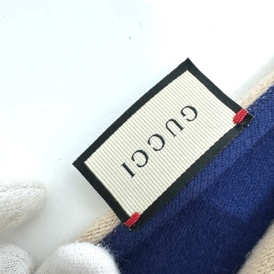GUCCI Scarf 525559 wool blue logo Women Used Authentic