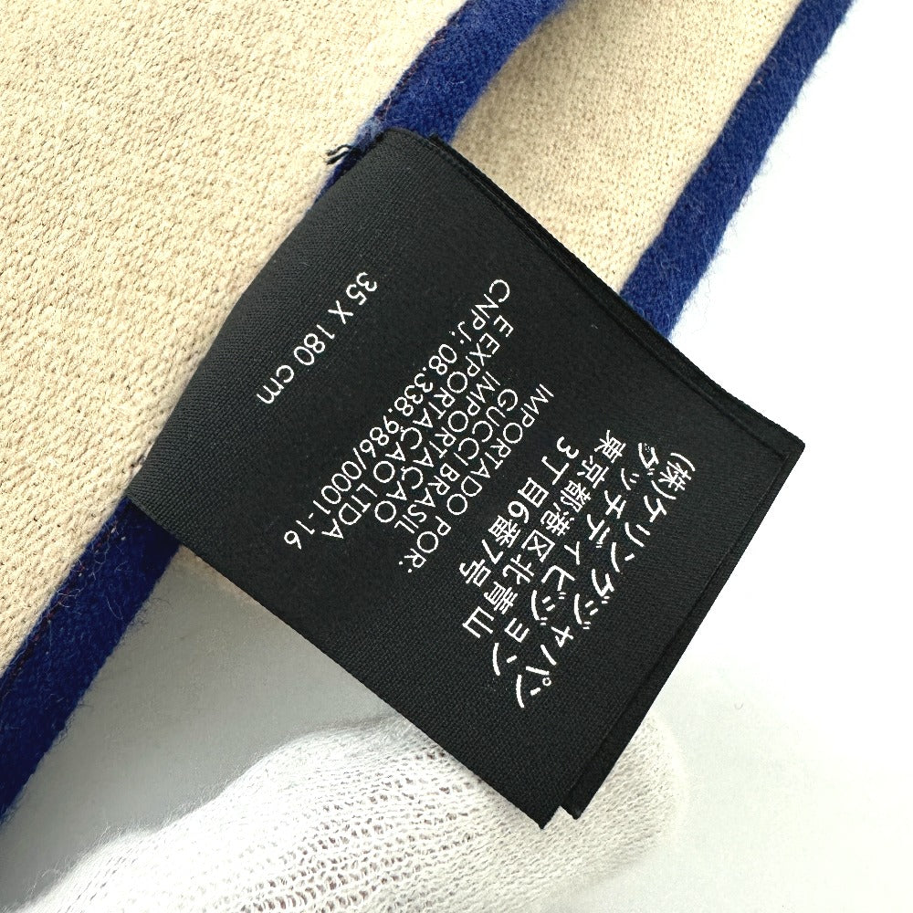 GUCCI Scarf 525559 wool blue logo Women Used Authentic