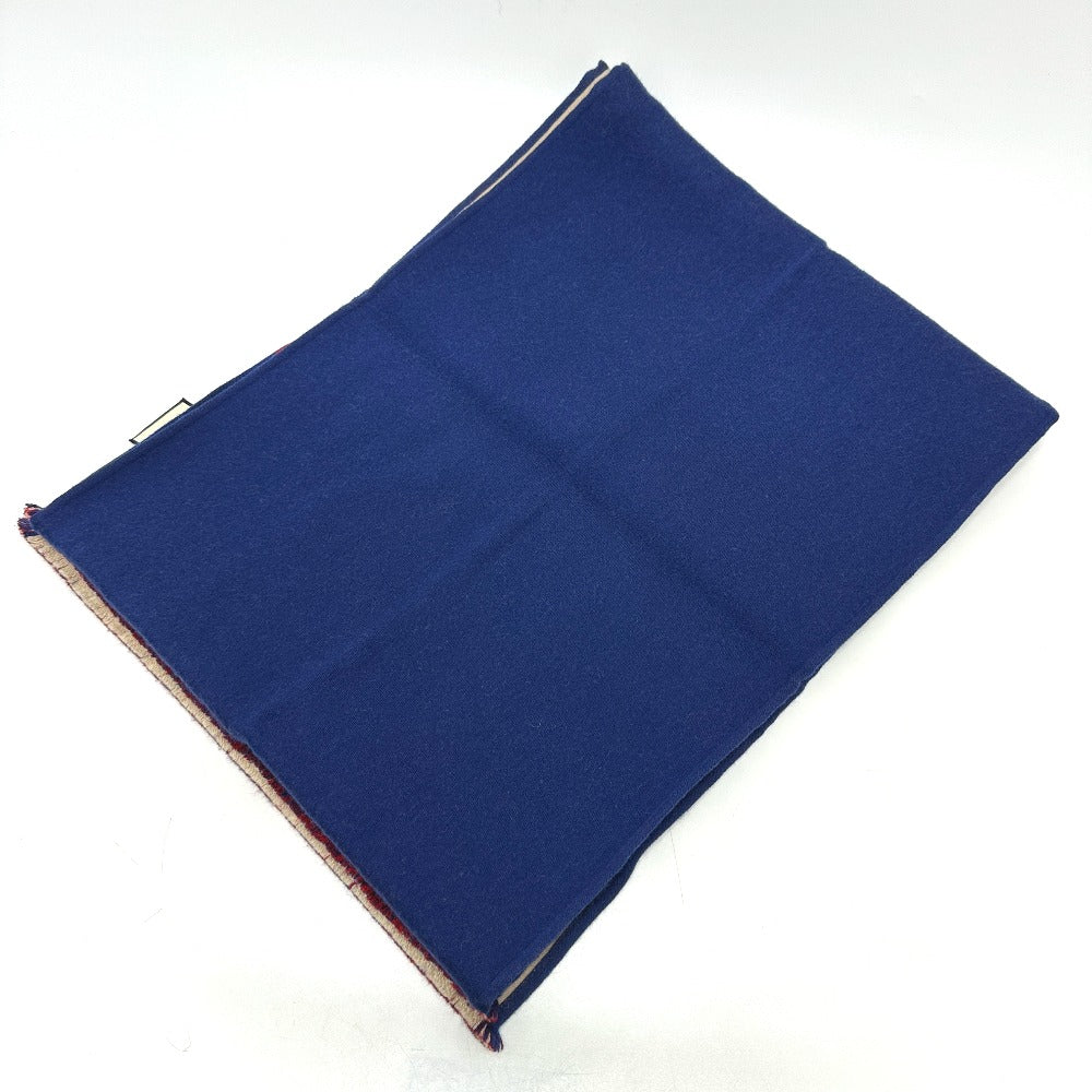 GUCCI Scarf 525559 wool blue logo Women Used Authentic
