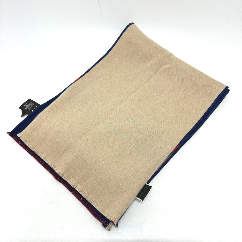 GUCCI Scarf 525559 wool blue logo Women Used Authentic