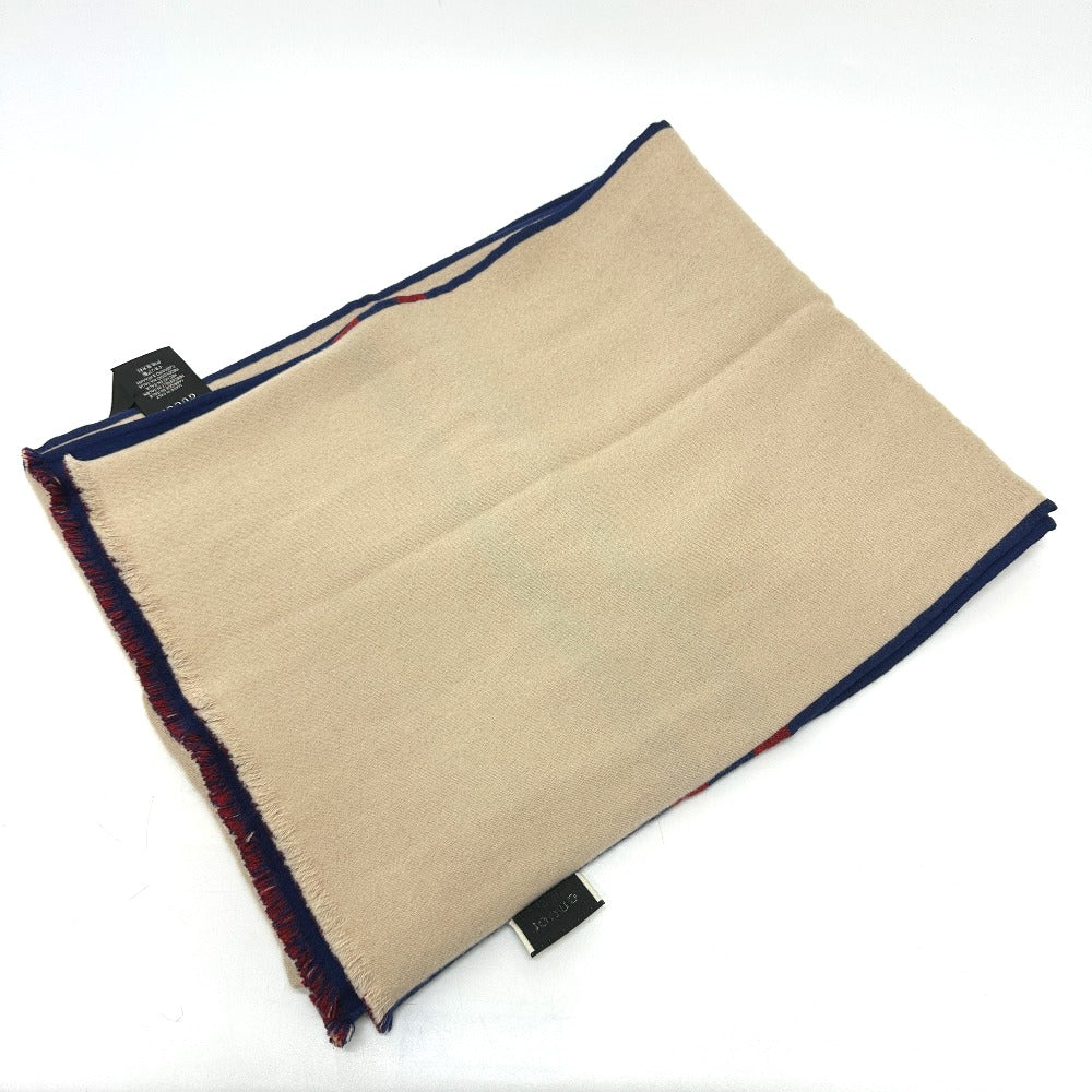 GUCCI Scarf 525559 wool blue logo Women Used Authentic