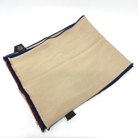 GUCCI Scarf 525559 wool blue logo Women Used Authentic