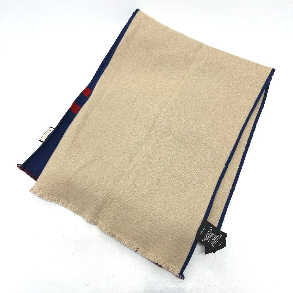 GUCCI Scarf 525559 wool blue logo Women Used Authentic