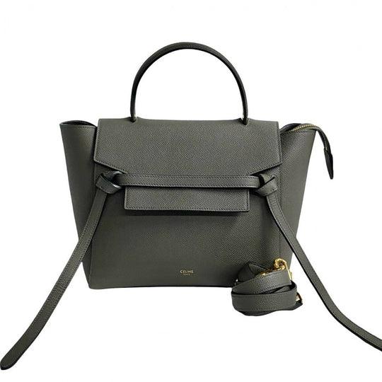 CELINE Shoulder Bag leather gray Belt bag micro