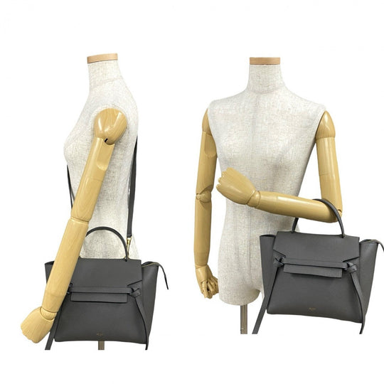 CELINE Shoulder Bag leather gray Belt bag micro