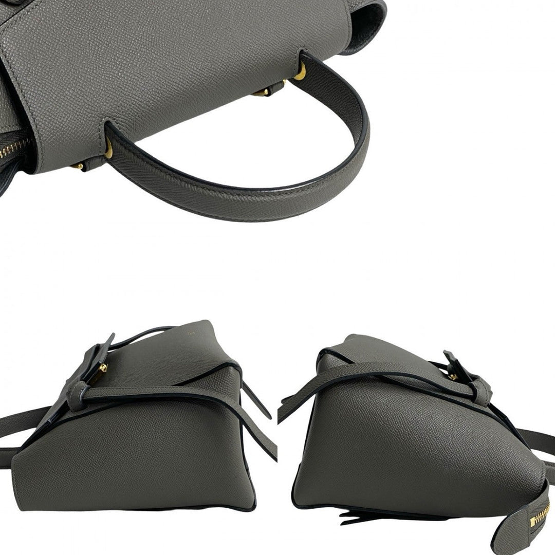 CELINE Shoulder Bag leather gray Belt bag micro