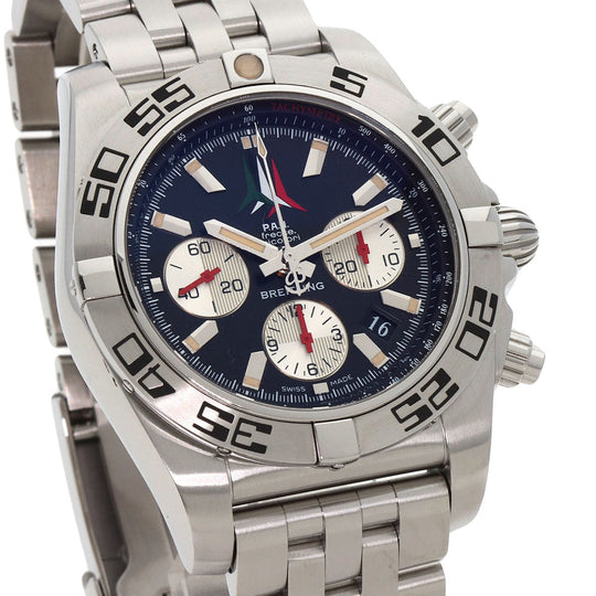 BREITLING Watches Mechanical Automatic AB0110 Stainless Steel , Stainless Steel Silver Chronomat 44 Fretze Tricolori Limited to 1000 pieces worldwide black dial mens Used Authentic