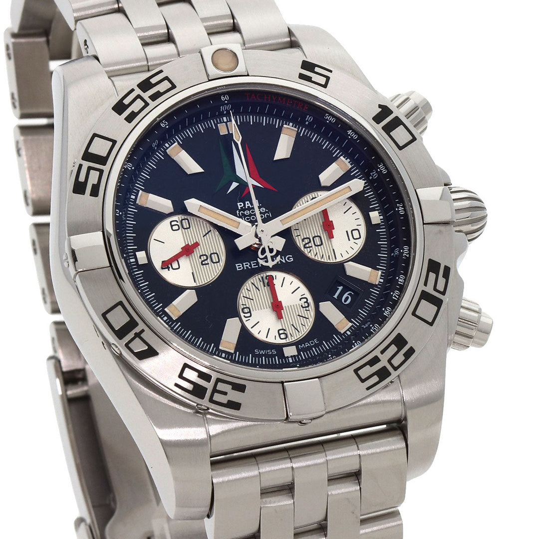 BREITLING Watches Mechanical Automatic AB0110 Stainless Steel , Stainless Steel Silver Chronomat 44 Fretze Tricolori Limited to 1000 pieces worldwide black dial mens Used Authentic