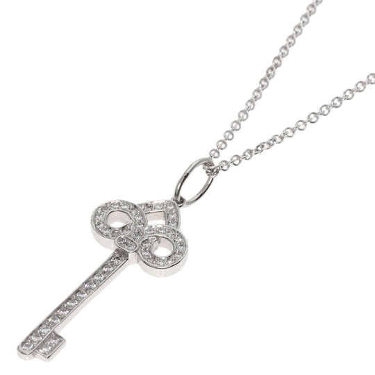 TIFFANY&Co. Necklace PT950 Silver Fleur de lis key diamond