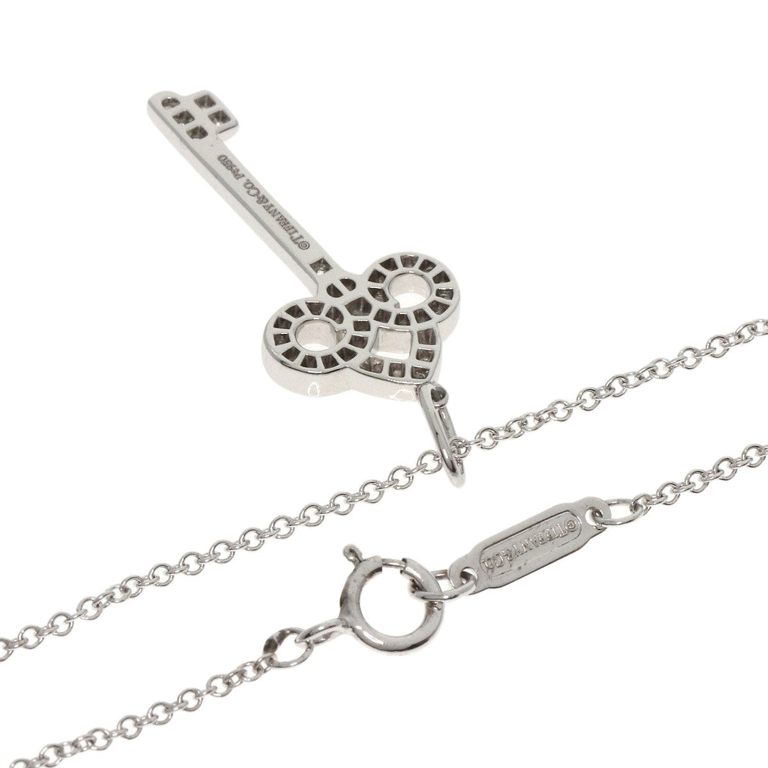 TIFFANY&Co. Necklace PT950 Silver Fleur de lis key diamond