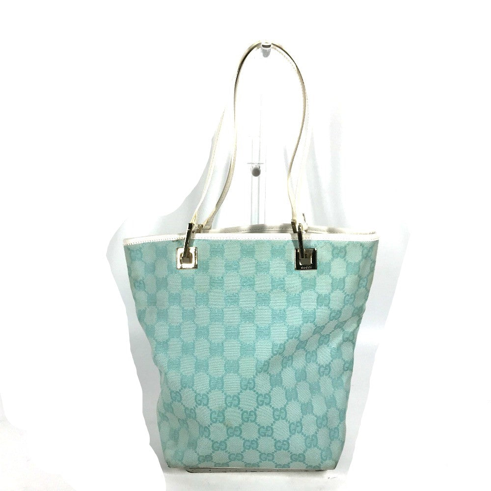GUCCI Tote Bag 002 1099 Canvas / leather Light green Shoulder Bag Shoulder Bag GG Bucket Women Used Authentic