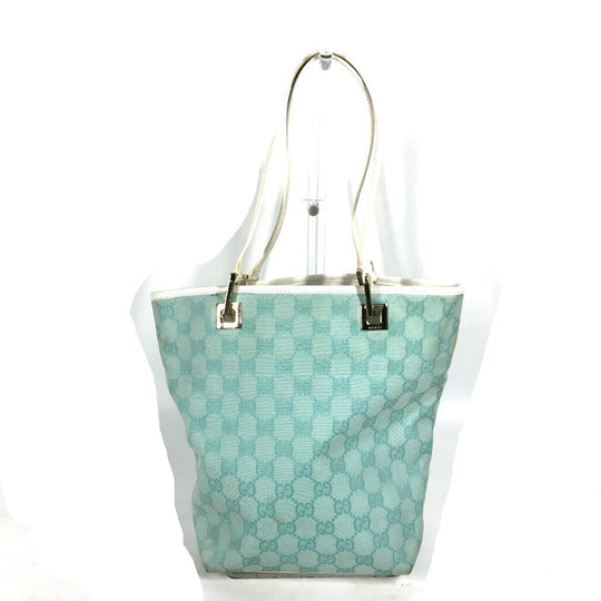 GUCCI Tote Bag 002 1099 Canvas / leather Light green Shoulder Bag Shoulder Bag GG Bucket Women Used Authentic