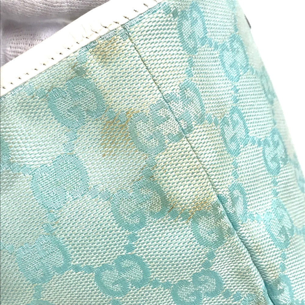 GUCCI Tote Bag 002 1099 Canvas / leather Light green Shoulder Bag Shoulder Bag GG Bucket Women Used Authentic