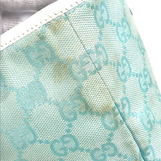 GUCCI Tote Bag 002 1099 Canvas / leather Light green Shoulder Bag Shoulder Bag GG Bucket Women Used Authentic
