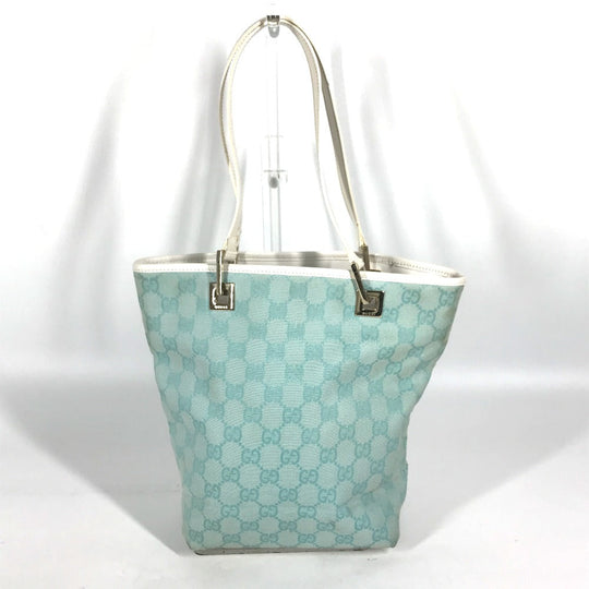 GUCCI Tote Bag 002 1099 Canvas / leather Light green Shoulder Bag Shoulder Bag GG Bucket Women Used Authentic