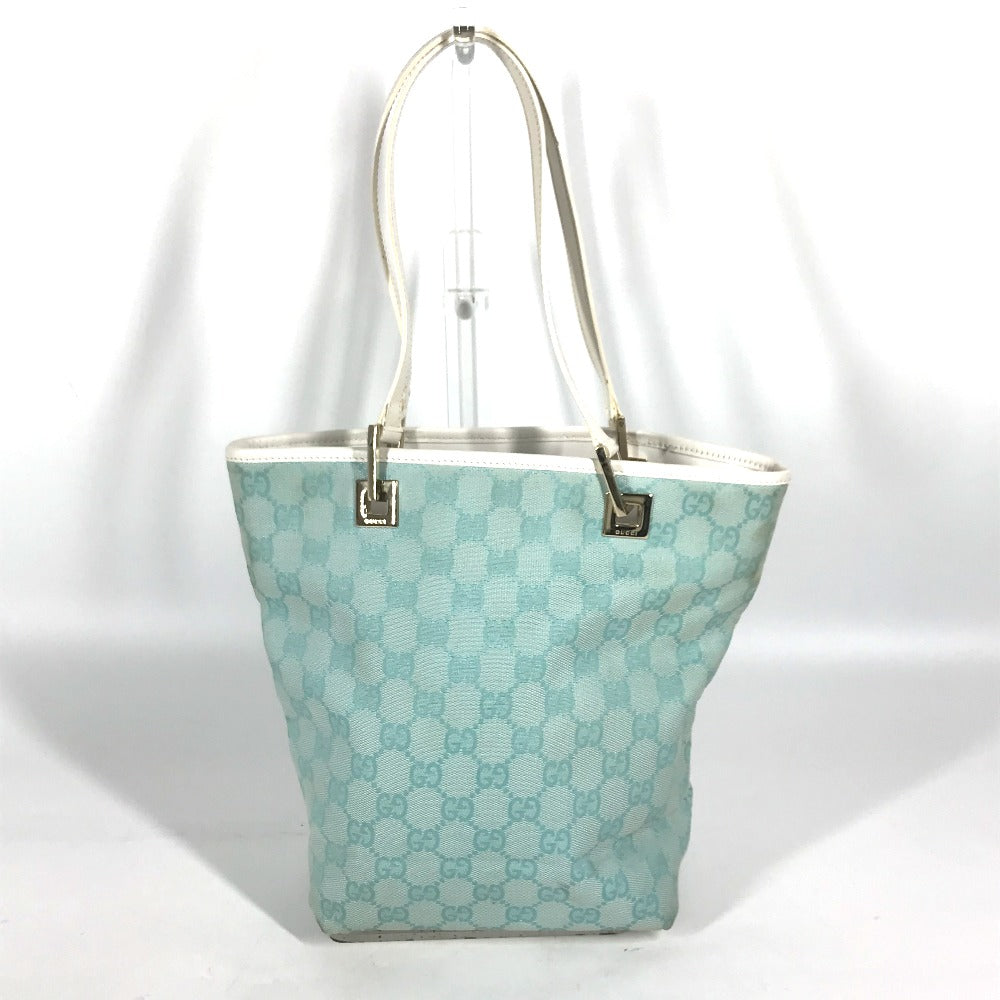 GUCCI Tote Bag 002 1099 Canvas / leather Light green Shoulder Bag Shoulder Bag GG Bucket Women Used Authentic