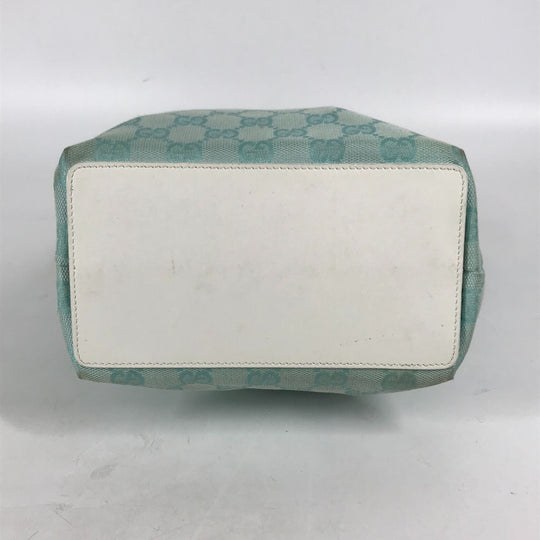 GUCCI Tote Bag 002 1099 Canvas / leather Light green Shoulder Bag Shoulder Bag GG Bucket Women Used Authentic