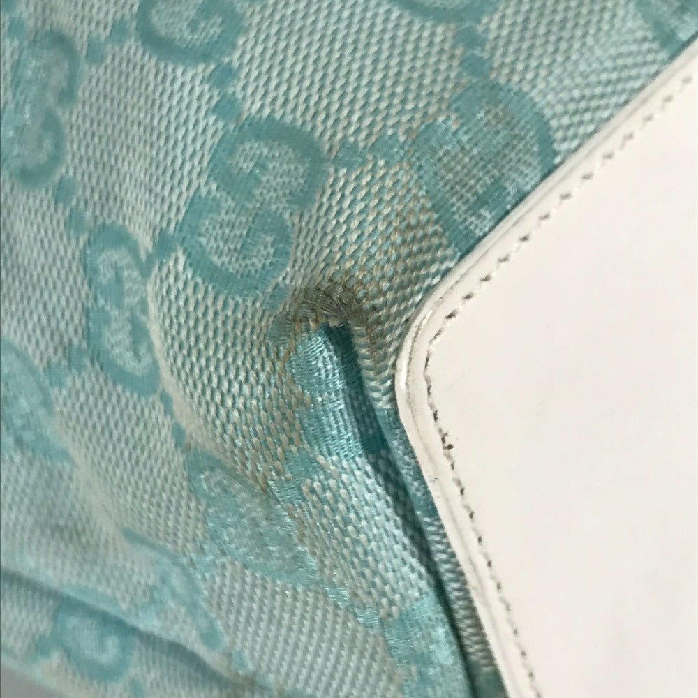 GUCCI Tote Bag 002 1099 Canvas / leather Light green Shoulder Bag Shoulder Bag GG Bucket Women Used Authentic