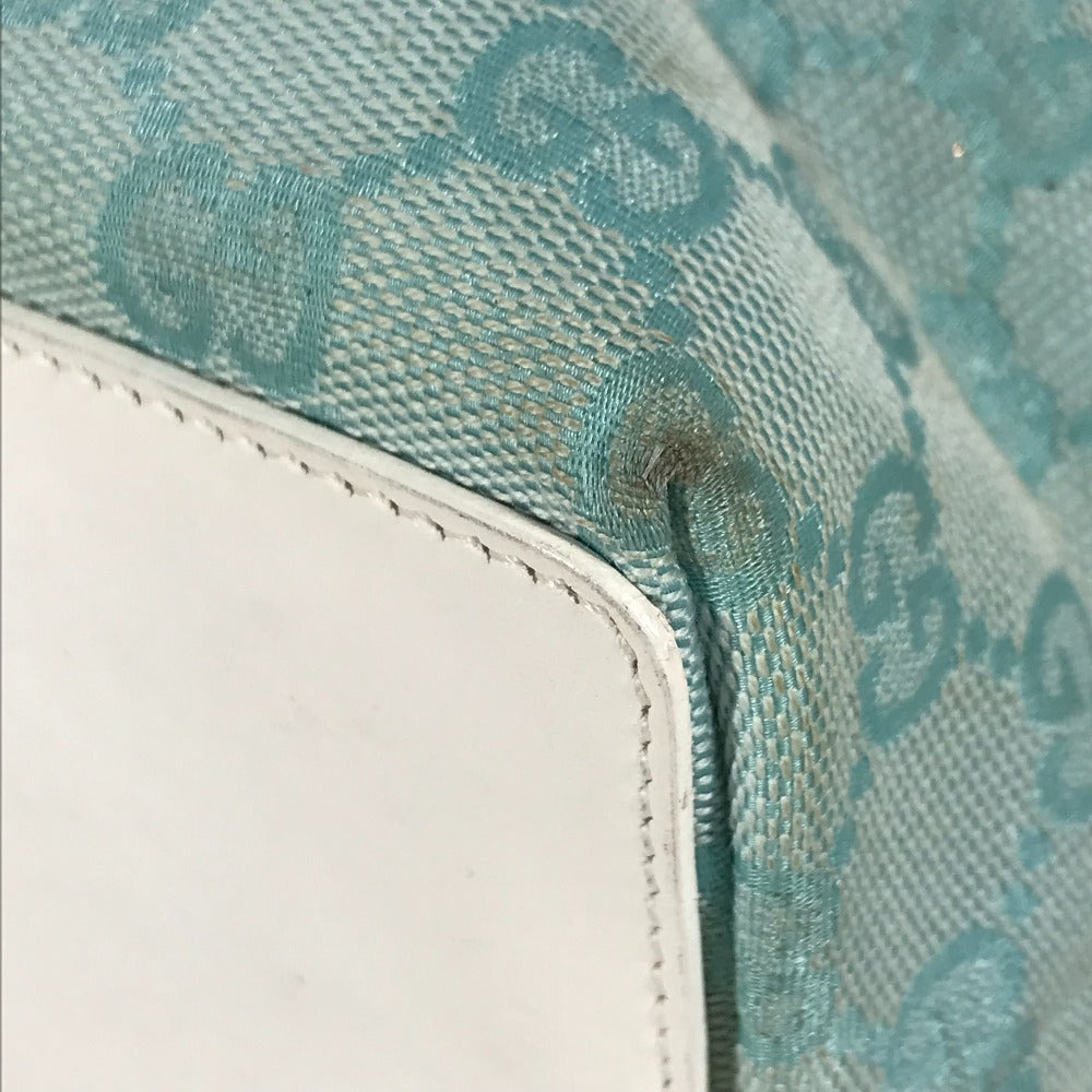 GUCCI Tote Bag 002 1099 Canvas / leather Light green Shoulder Bag Shoulder Bag GG Bucket Women Used Authentic