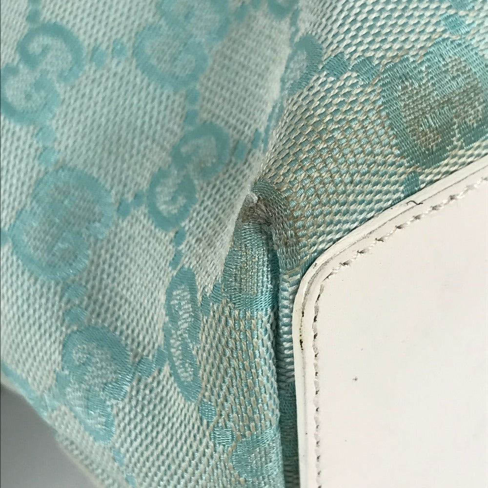 GUCCI Tote Bag 002 1099 Canvas / leather Light green Shoulder Bag Shoulder Bag GG Bucket Women Used Authentic