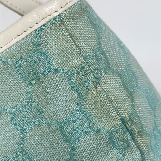 GUCCI Tote Bag 002 1099 Canvas / leather Light green Shoulder Bag Shoulder Bag GG Bucket Women Used Authentic