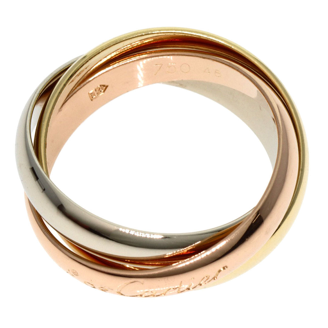 CARTIER Ring K18YG , K18WG , K18PG gold Trinity #48 Women Used Authentic