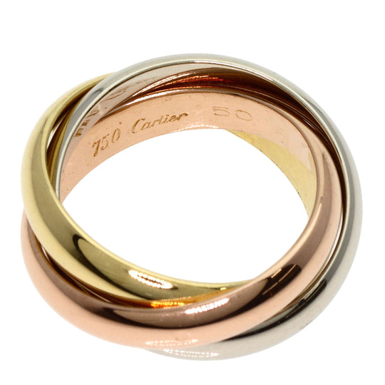 CARTIER Ring K18YG , K18WG , K18PG gold Trinity LM #50 Women Used Authentic