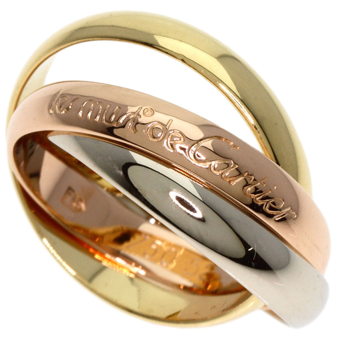 CARTIER Ring K18YG , K18WG , K18PG gold Trinity #52 Women Used Authentic