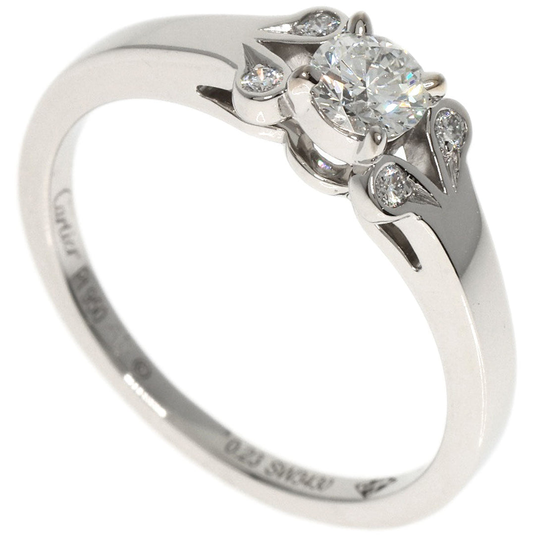 CARTIER Ring PT950 Silver Ballerina Solitaire Diamond #50 Women Used Authentic