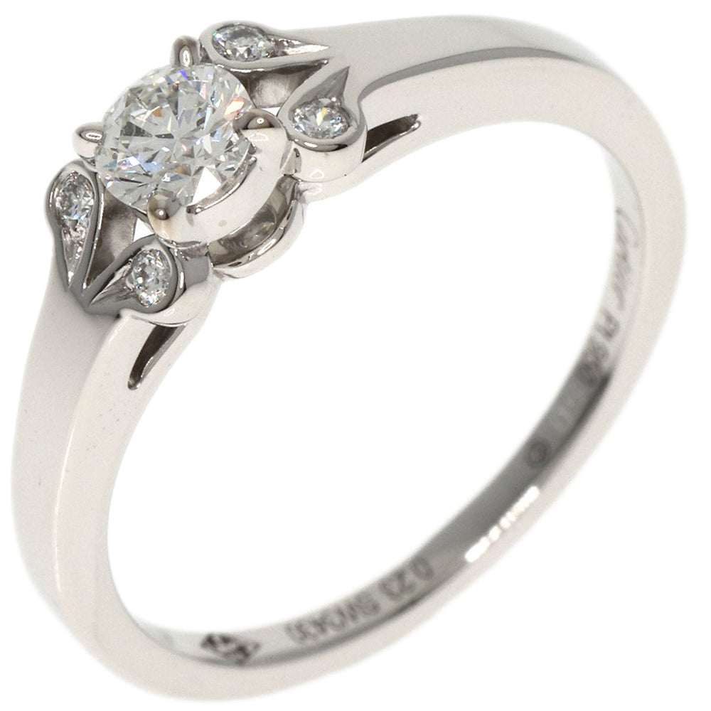 CARTIER Ring PT950 Silver Ballerina Solitaire Diamond #50 Women Used Authentic