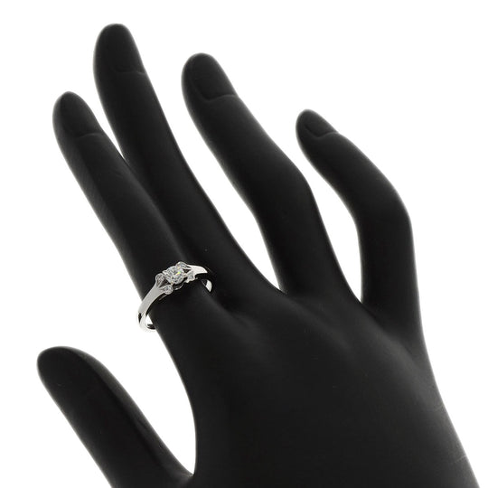 CARTIER Ring PT950 Silver Ballerina Solitaire Diamond #50 Women Used Authentic