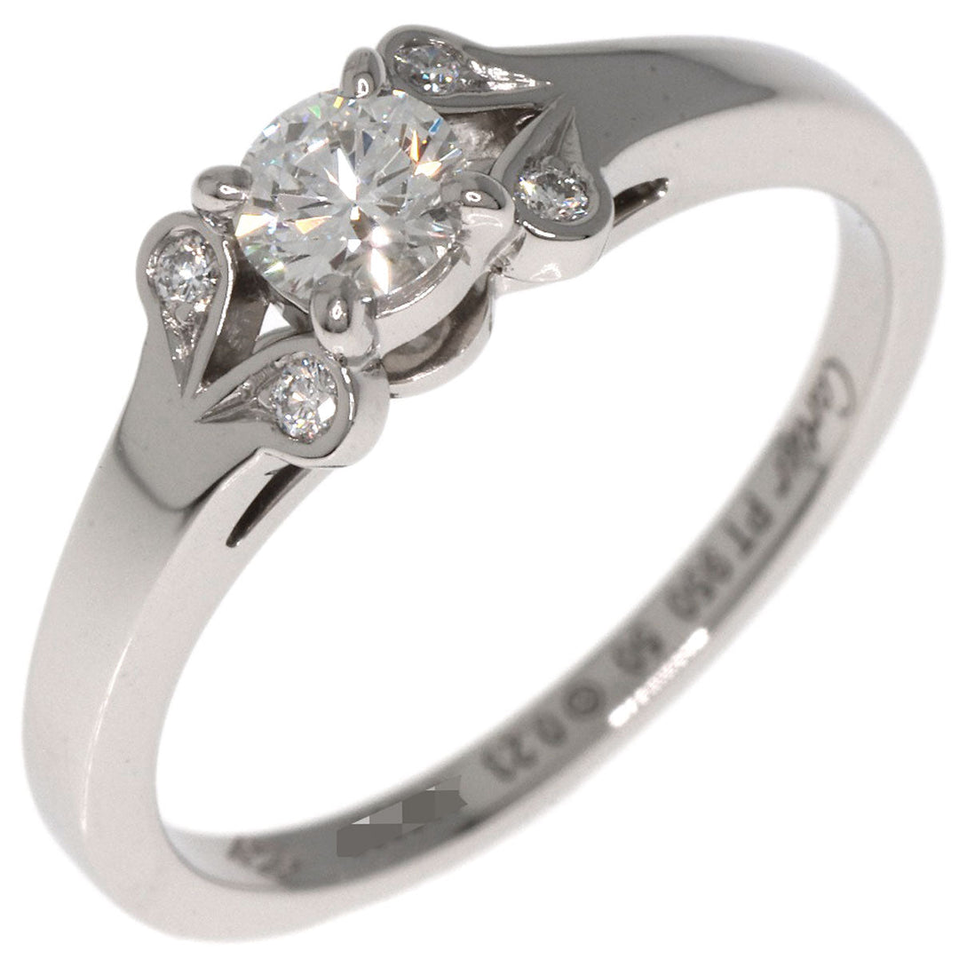 CARTIER Ring PT950 Silver Ballerina Diamond # 50 Women Used Authentic