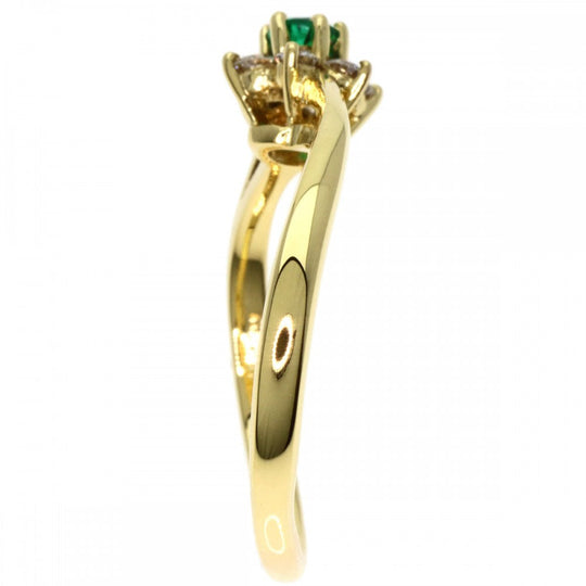 TIFFANY&Co. Ring 18K Yellow Gold gold Buttercup Emerald Diamond Women Used Authentic